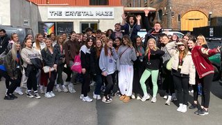 Students celebrating at The Crystal Maze