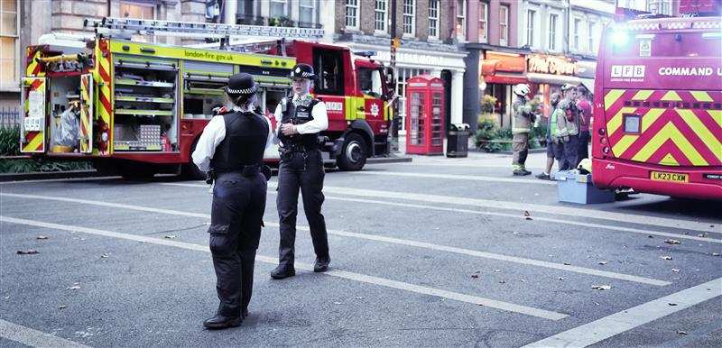 An incident where both police and firemen are on the scene