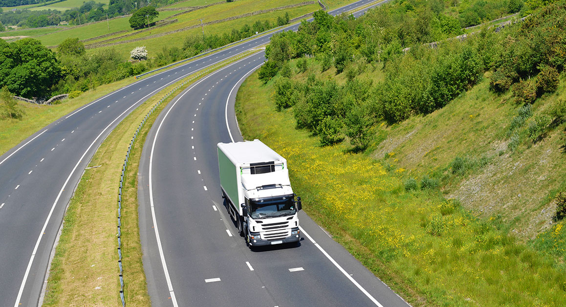 An LGV driving along a road