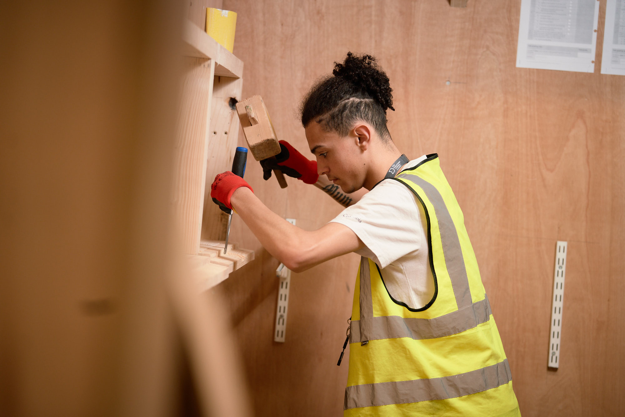 A carpentry and joinery student