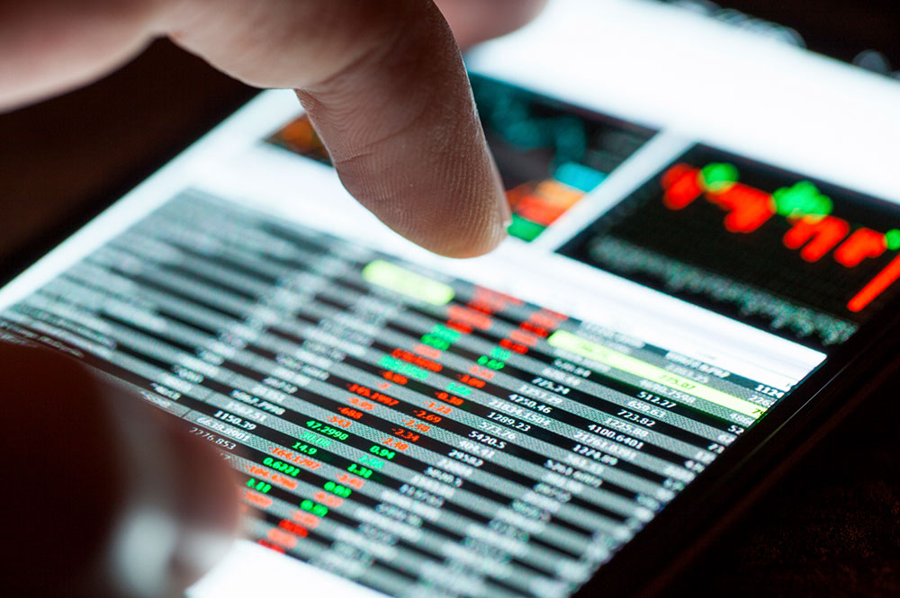 Close-up of accounting software on a mobile phone.