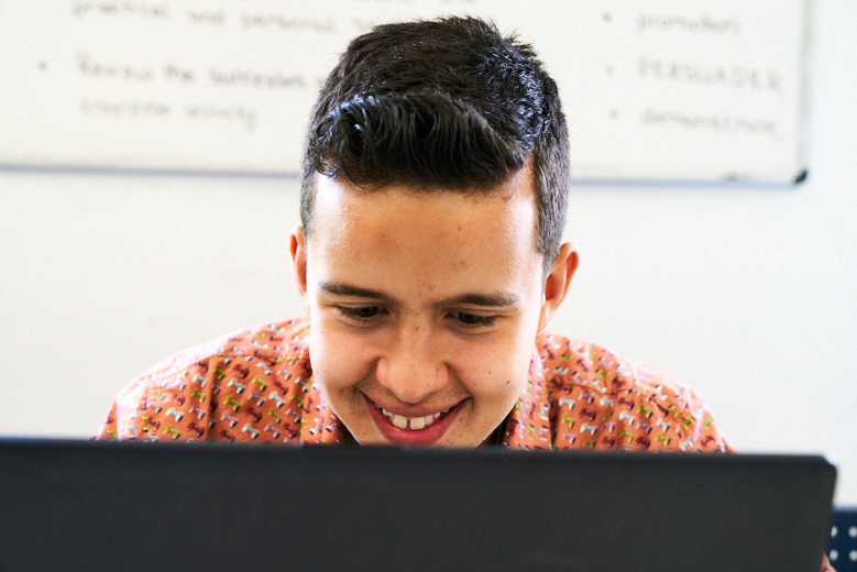 Student at a computer screen