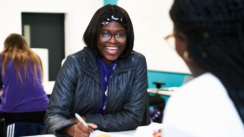 Students engaging with a counselling course lesson.
