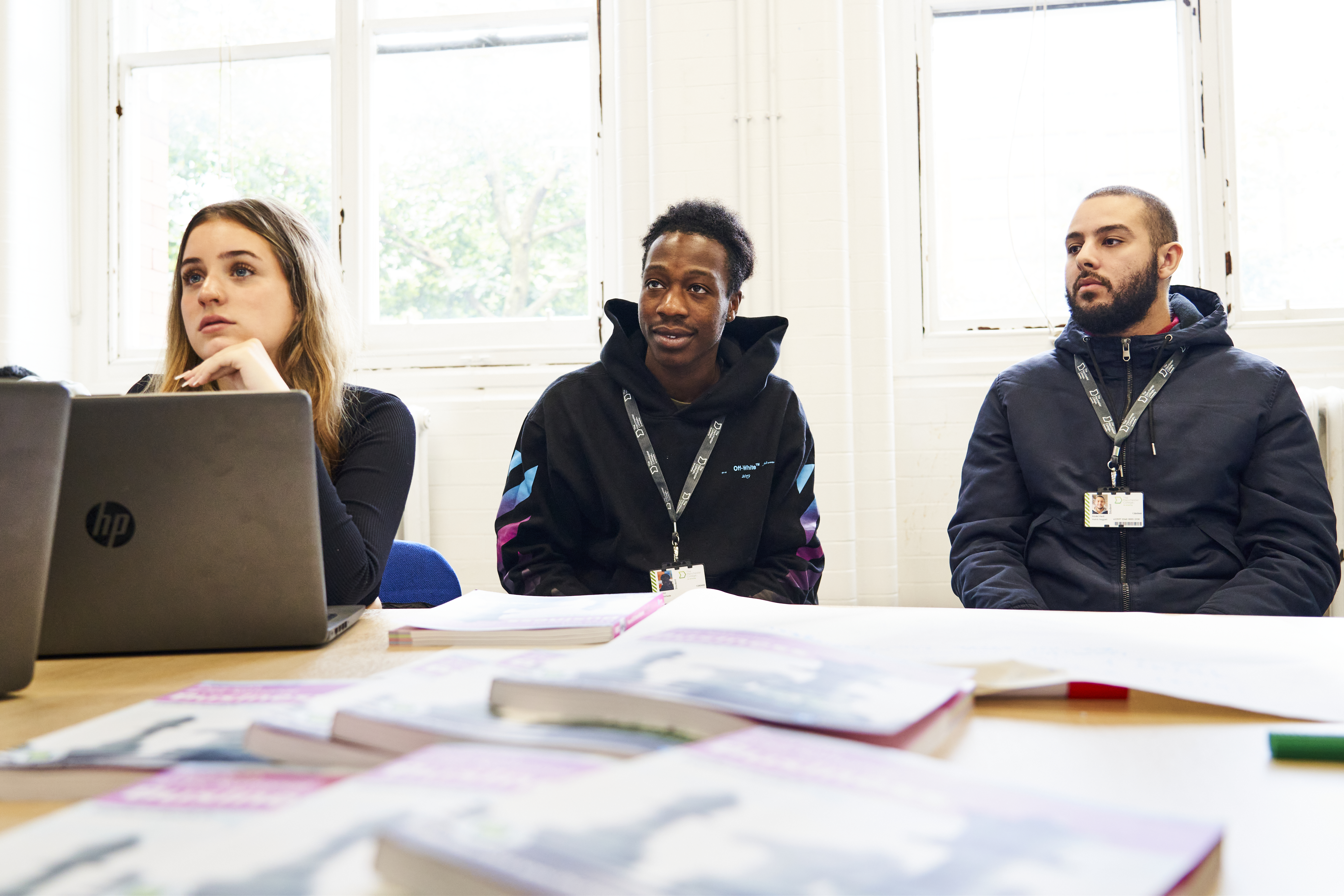 Group of students working in a classroom