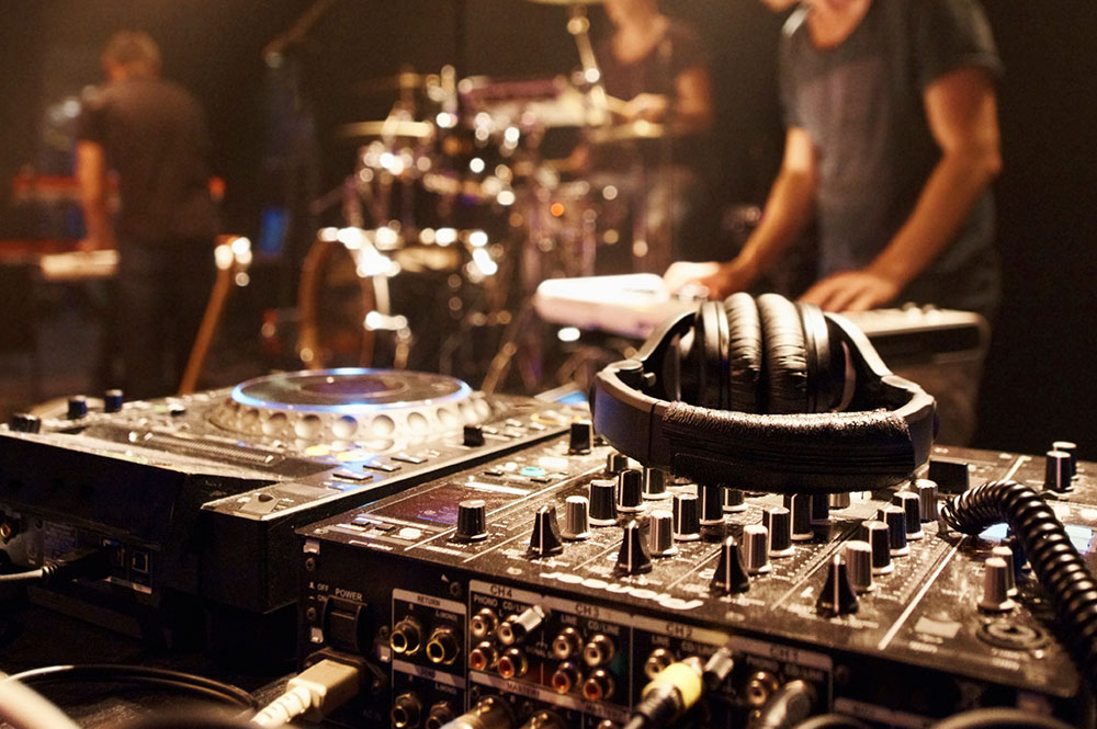 Close-up of a mixing desk