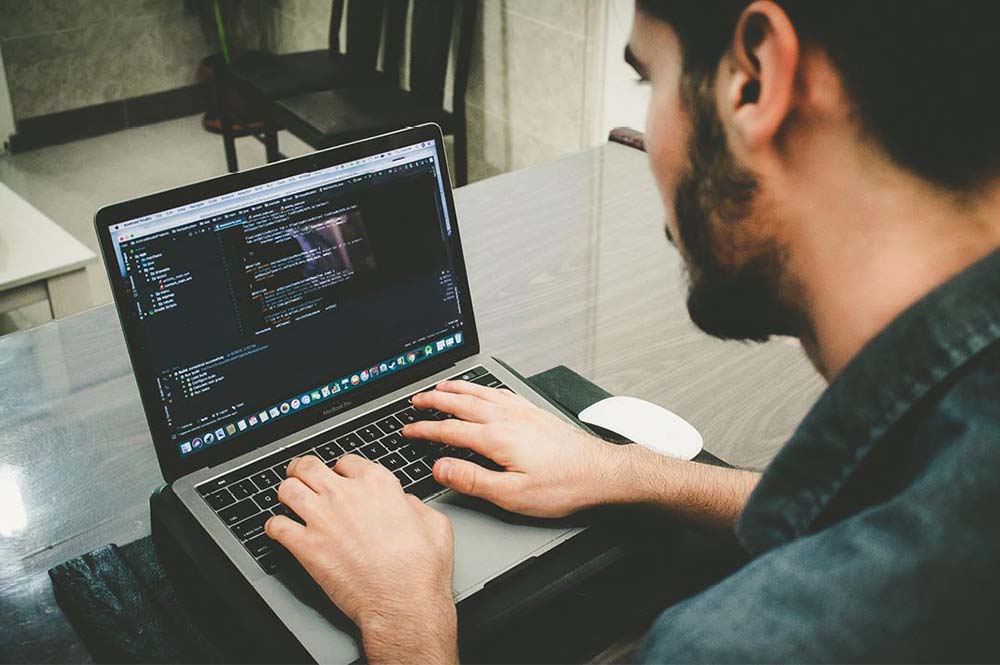 Student using a laptop