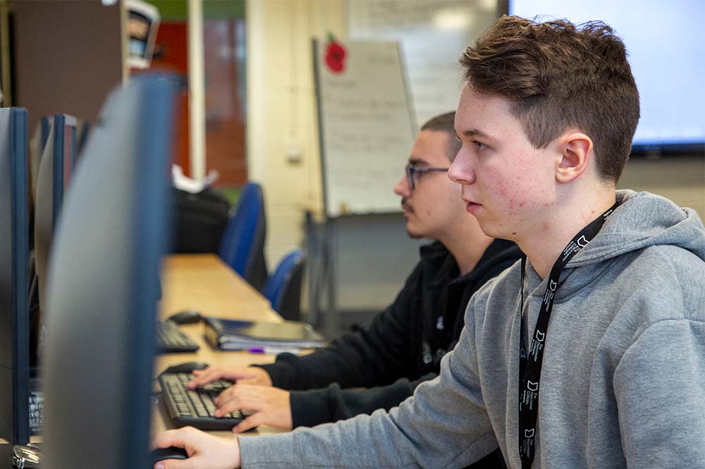 A student working on a computer