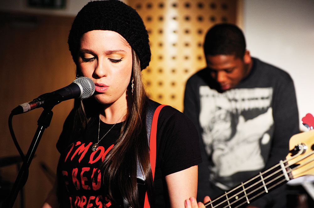 Two members of a band performing