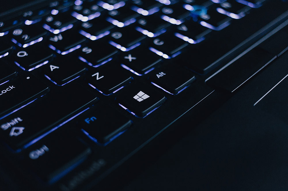Close up of a back lit computer keyboard