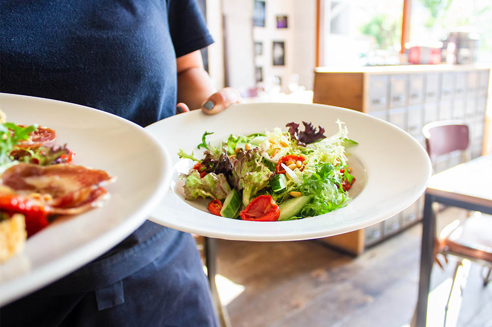 Plates of freshly made food