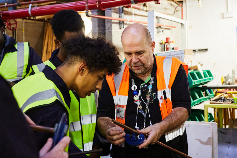 Construction workers talking