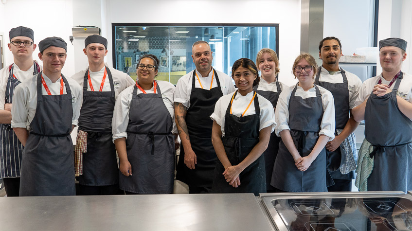 Professional Cookery students with chefs from the Ivy