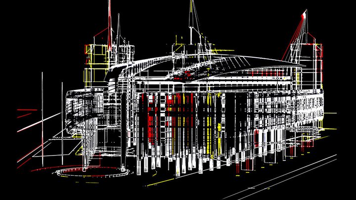 CAD drawing of a building