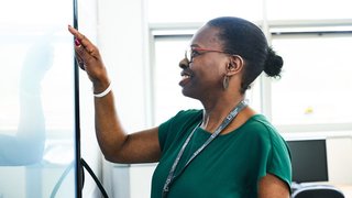 Photograph of an adult learner at one of The Manchester College's campus'