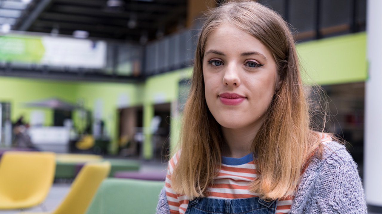 Georgia Wright pictured on the concourse at Openshaw Campus