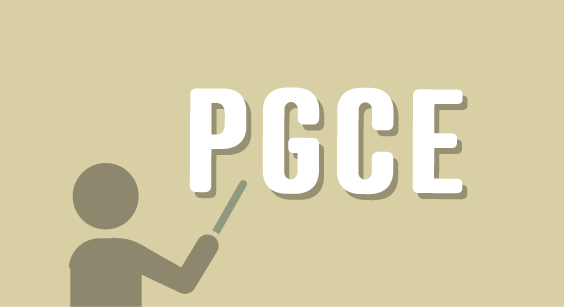 Stick man pointing to PGCE sign