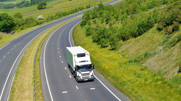 An LGV driving along a road