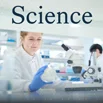 Science subject guide thumbnail showing a person in a lab coat and blue gloves examining a petri dish next to a microscope.