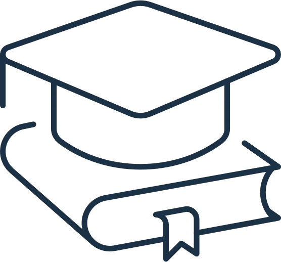 icon of mortarboard sat on top of a textbook