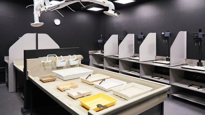 Industry-standard darkroom and photography facilities at The Manchester College City Campus Manchester with film processing and printing workstations.