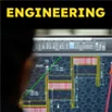 Person viewing a computer screen displaying a detailed technical engineering drawing, with the word ‘ENGINEERING’ shown at the top.