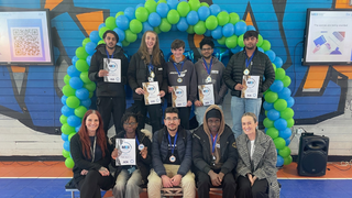 Staff and students at Maths Challenge