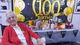 Elsie Oates celebrating her 100th birthday.