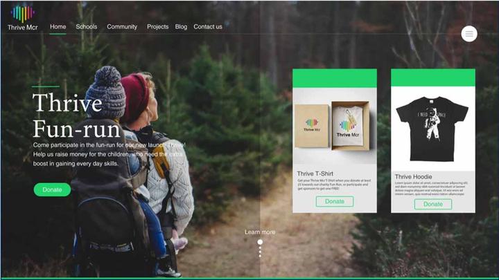 Thrive Mcr Fun-run webpage design