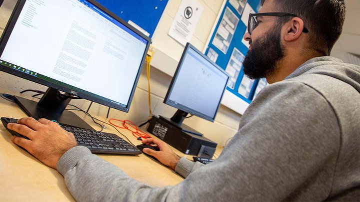 A student working on a computer