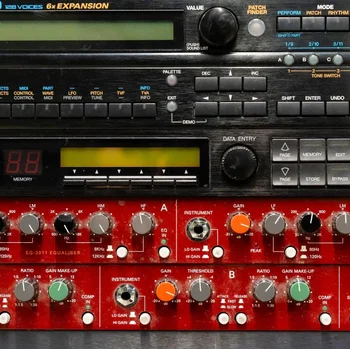 Close-up of professional music production and audio engineering equipment in The Manchester College recording studios at City Campus Manchester.