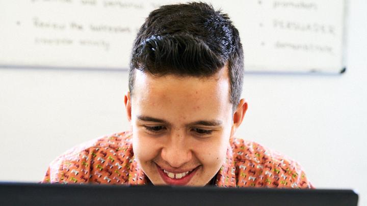 Student at a computer screen