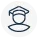 Black outline icon of a person wearing a graduation cap on a white background.