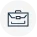 Black outline icon of a briefcase on a white background.