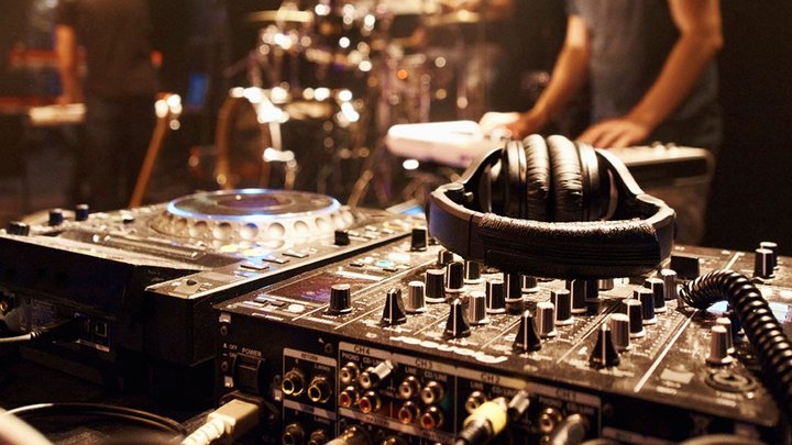 Close-up of a mixing desk