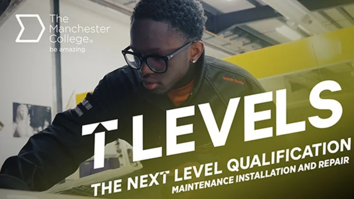 T Level student completing practical maintenance installation and repair training at The Manchester College.
