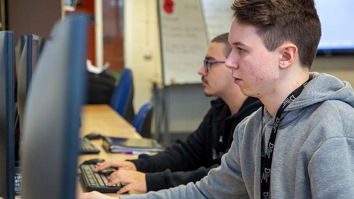 A student working on a computer