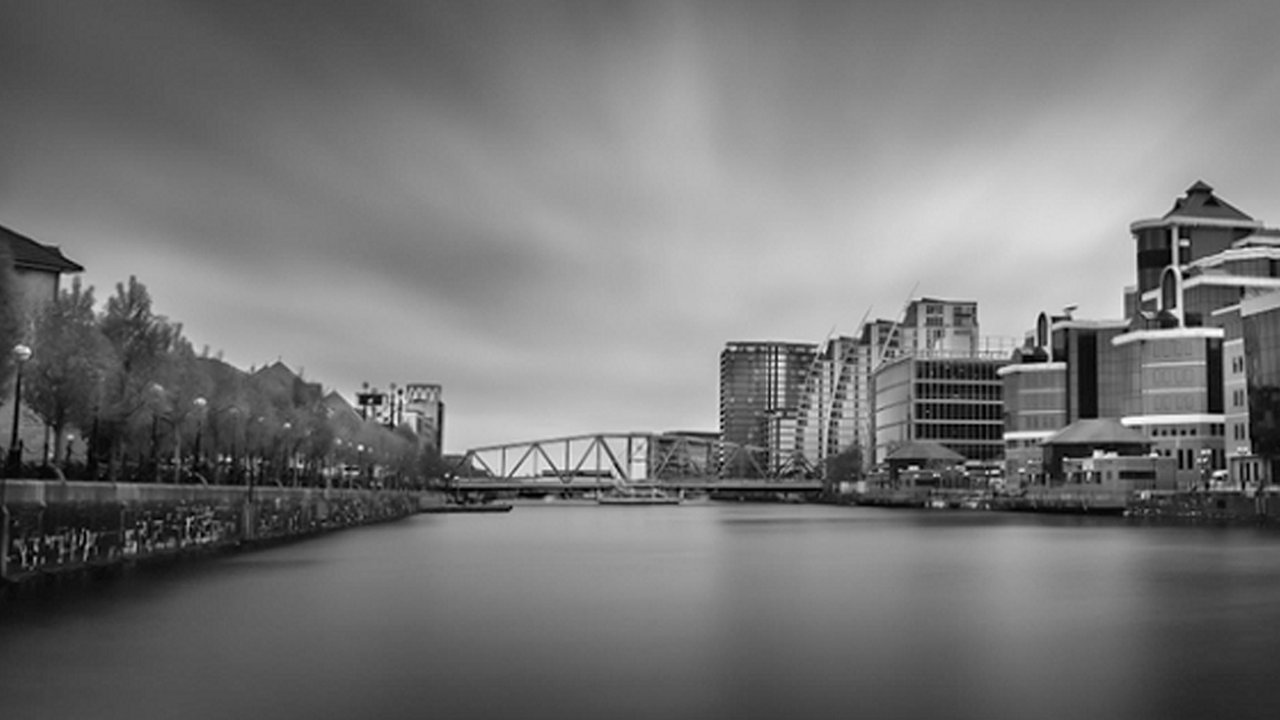 Black and white image of Manchester