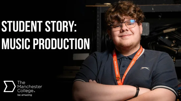 Music production student, Oliver, featured in a student story video at The Manchester College.
