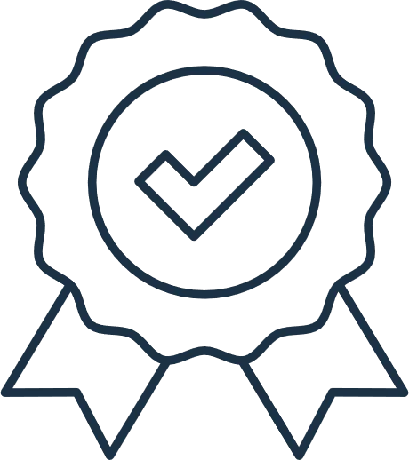 icon of rosette decorated with a tick symbol