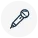 Black outline icon of a microphone on a white background.