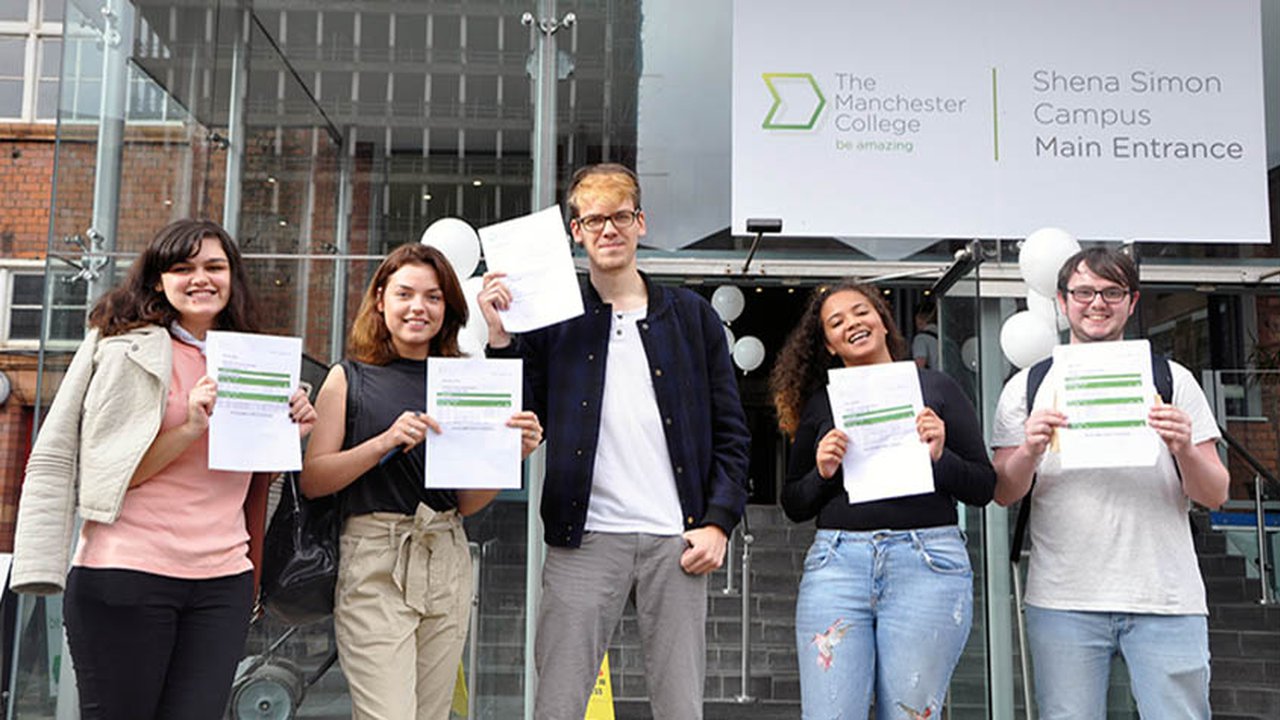 Students celebrating their A Level results