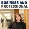 Person standing in a modern office hallway holding a folder, with the words ‘BUSINESS AND PROFESSIONAL’ shown at the top.