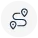 Black outline icon of two connected navigation points on a white background.