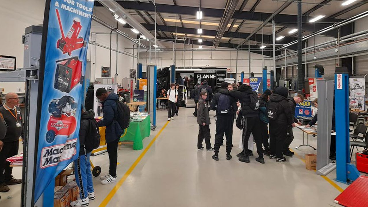 Students and employers are mixing at a Construction Trade Fair event at The Manchester College's Openshaw campus.