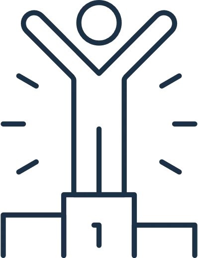 icon of person celebrating first place on a podium