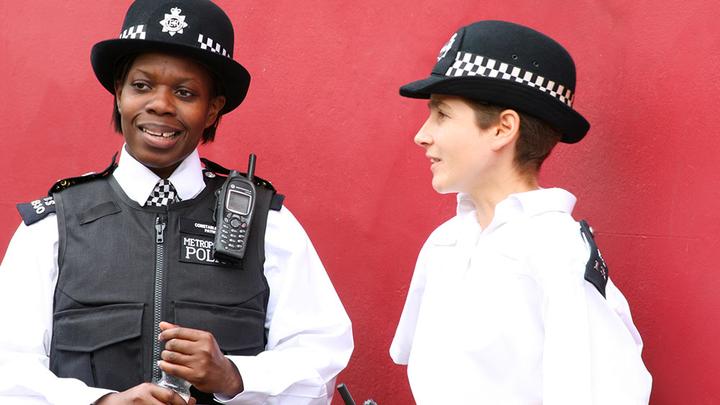 Two police officers talking