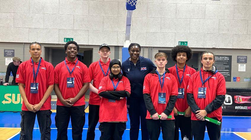 The Manchester College sports students with accreditation passes at the EuroBasket Qualifiers