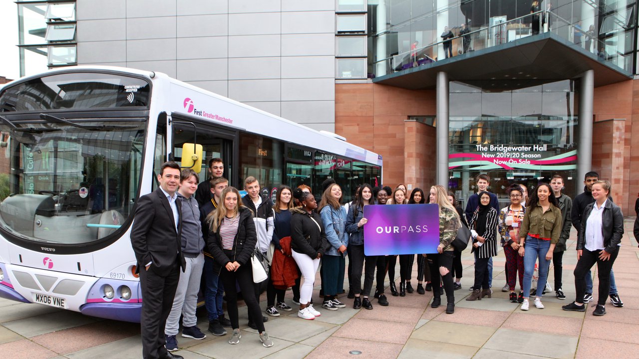 Bus outside Bridgewater Hall