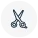 Black outline icon of hairdressing scissors on a white background.