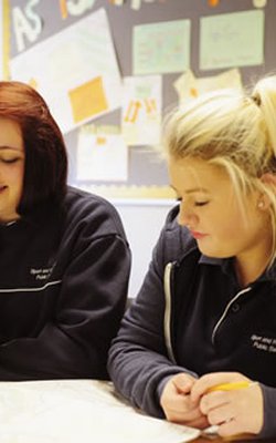 Students working in a classroom